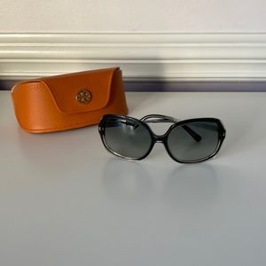 Tory Burch Black and Silver Oversized Sunglasses